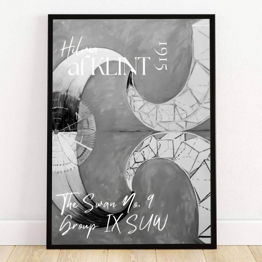 Housed within the esteemed museum collections of Stockholm, Sweden, this striking The Swan No 9 1915 poster by Hilma af Klint features sweeping monochrome forms and intricate geometric wireframe details. Offered by MapYourDreams, this artwork is available in flexible options including unframed paper, custom wooden frames, and gallery canvas wraps.