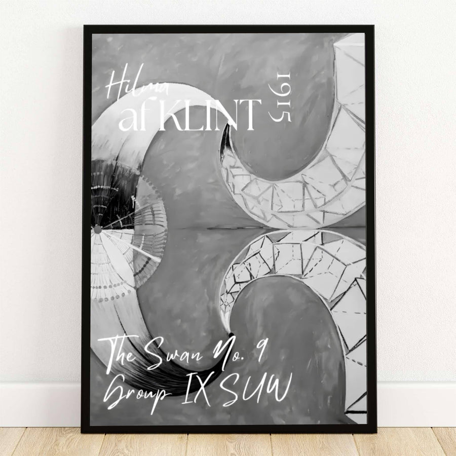 Housed within the esteemed museum collections of Stockholm, Sweden, this striking The Swan No 9 1915 poster by Hilma af Klint features sweeping monochrome forms and intricate geometric wireframe details. Offered by MapYourDreams, this artwork is available in flexible options including unframed paper, custom wooden frames, and gallery canvas wraps.
