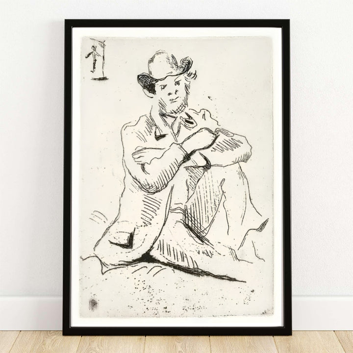 Paul Cezanne Guillaumin With Hanged Man 1873 fine art poster depicting a seated portrait of Armand Guillaumin etched in Auvers-sur-Oise France. MapYourDreams provides custom framed wall art, unframed paper prints, and gallery stretched canvas wall decor options to elevate home decor.