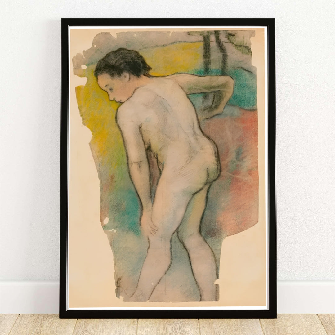 Paul Gauguin Breton Bather 1886 fine art poster depicting a pastel nude study created in Pont-Aven, Brittany, France. MapYourDreams provides custom framed wall art, unframed paper prints, and gallery stretched canvas wall decor options to elevate home decor.