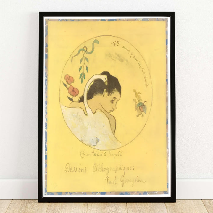 Minimalist Art Nouveau canvas print of Paul Gauguin Design For A Plate 1889 depicting historic French lithography in Brittany, France. MapYourDreams offers versatile framed wall art, unframed poster prints, and stretched canvas choices for fine art collectors.
