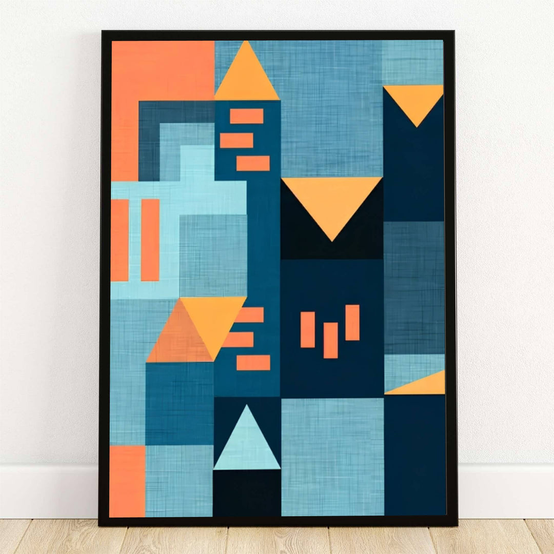 Bathed in the warm golden-orange and deep navy blue hues of an imaginary sunset city reminiscent of the historic Bauhaus design workshops in Germany, this striking Paul Klee Golden Twilight Architecture Poster features structured geometric towers and glowing window accents. Offered by MapYourDreams, this artwork is available in flexible options including unframed paper, custom wooden frames, and gallery canvas wraps.