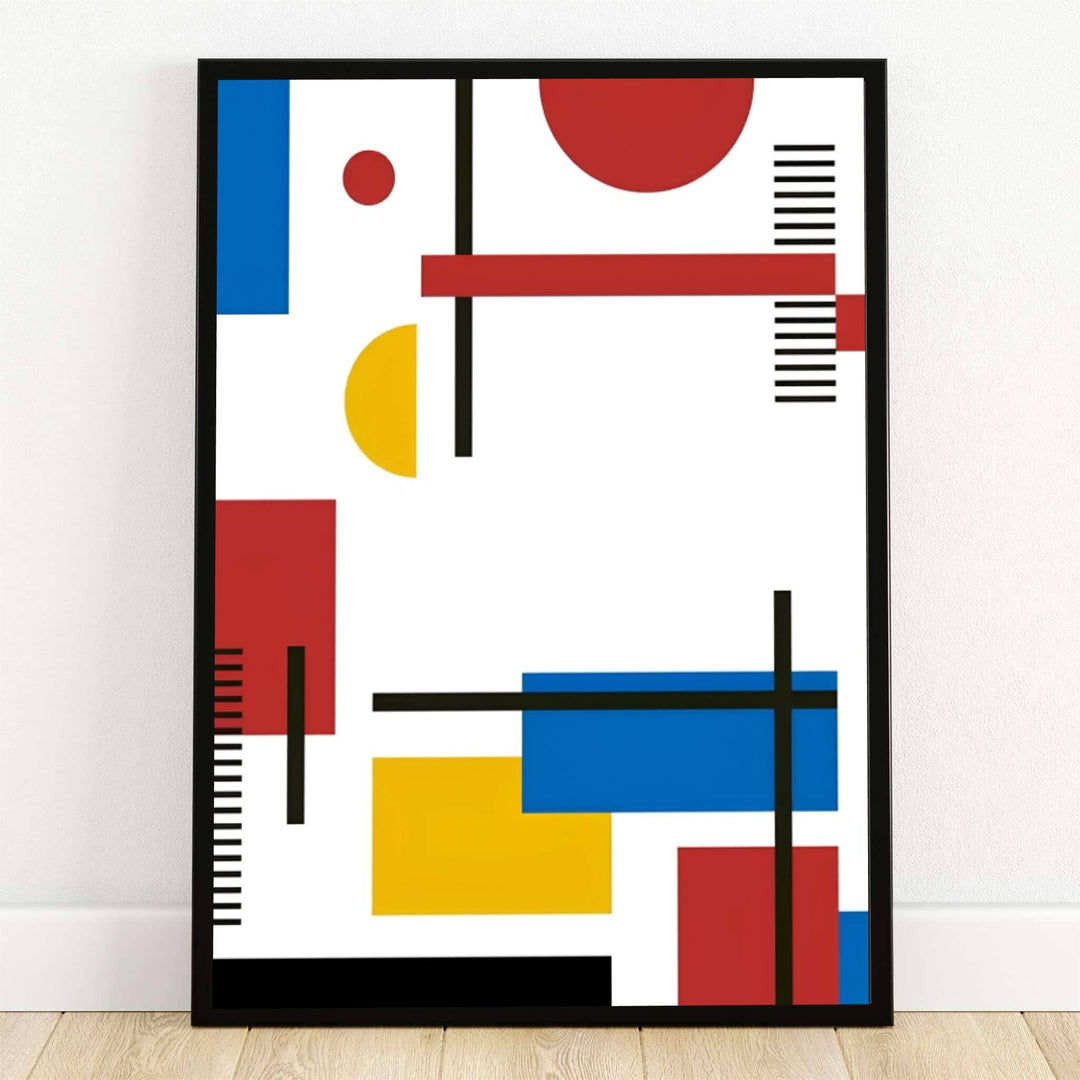 Celebrating the revolutionary design ethos of early 20th-century European institutions, this striking geometric abstract art poster blends De Stijl principles with experimental Bauhaus composition. Offered by MapYourDreams, this stunning Piet Mondrian Style Bauhaus Geometric Abstract Art Poster, Minimalist Primary Colors Print wall decor is available in flexible options including unframed paper, custom wooden frames, and gallery canvas wraps to suit any sophisticated interior decor style.