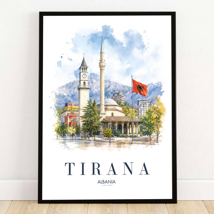 Soft watercolor washes and delicate ink linework illustrate the historic Et&
