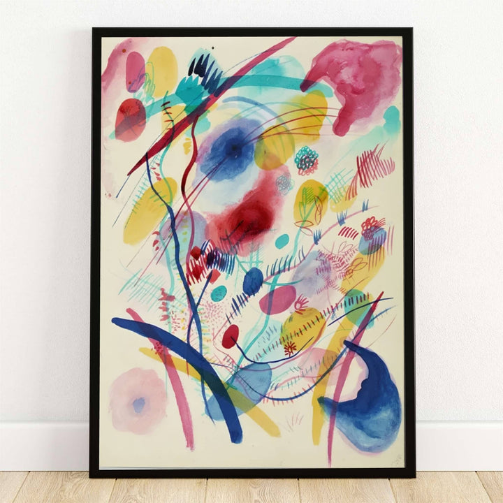Preserved within renowned European gallery collections, this groundbreaking 1913 abstract painting by Wassily Kandinsky showcases fluid organic washes and dynamic linear gestures. Offered by MapYourDreams, this artwork is available in flexible options including unframed paper, custom wooden frames, and gallery canvas wraps to suit any sophisticated interior decor style.