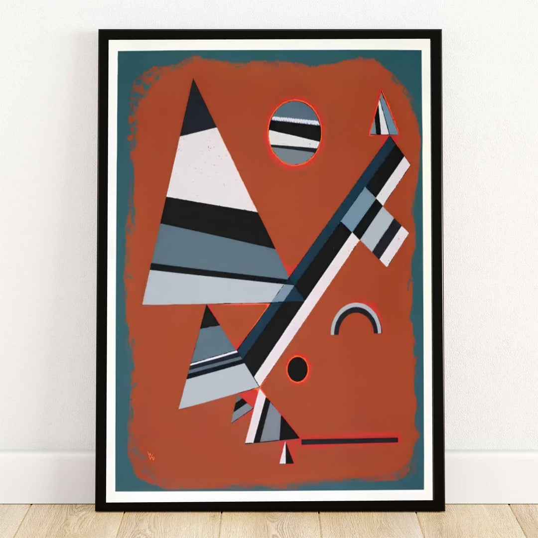 Preserved within renowned European design archives, this striking 1930 geometric abstract composition by Wassily Kandinsky portrays sharp triangular wedges and precise striped pillars. Offered by MapYourDreams, this stunning Gray Gris wall art is available in flexible options including unframed paper, custom wooden frames, and gallery canvas wraps to suit any sophisticated interior decor style.