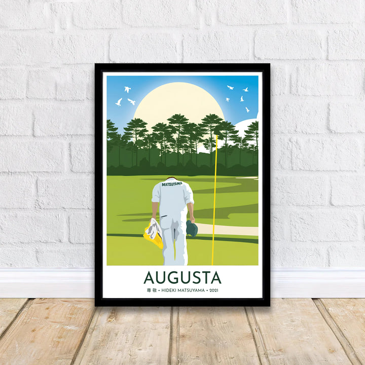 Elegant travel poster style golf wall decor highlighting Augusta Georgia&
