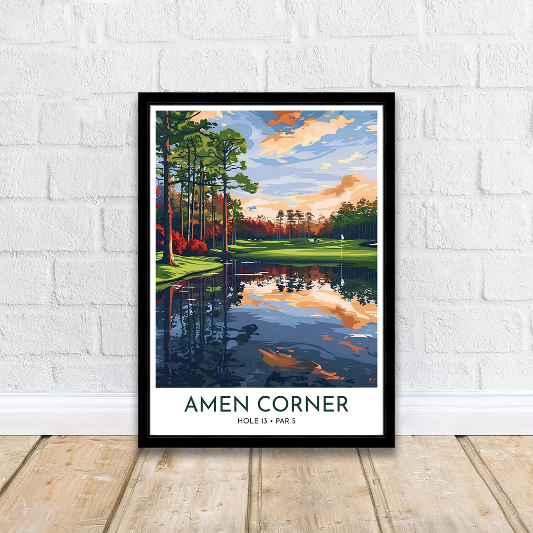 Artistic golf course canvas decor representing Amen Corner&