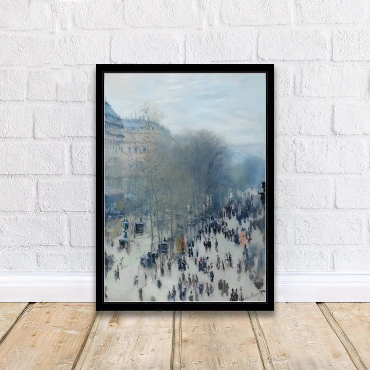 Imbued with a timeless sense of natural wonder tied to early French impressionism history, this artistic Boulevard Des Capucines 1873 wall art rendering balances cool atmospheric washes with dynamic urban details. Offered by MapYourDreams, interior designers can choose between unframed paper prints, bespoke framed options, and vibrant textured canvas displays.