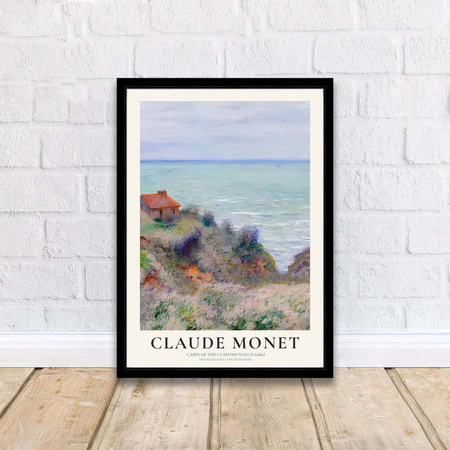 Imbued with a timeless sense of natural wonder tied to early French impressionism history, this artistic Cabin Of The Customs Watch 1882 wall art rendering balances cool sea washes with delicate coastal vegetation details. Offered by MapYourDreams, interior designers can choose between unframed paper prints, bespoke framed options, and vibrant textured canvas displays.