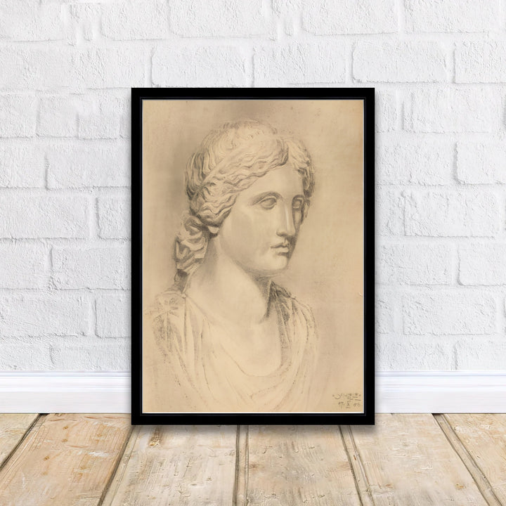 Classic Austrian academic sketch print of Egon Schiele Antique Bust 1906 from Leopold Museum Vienna demonstrating early draughtsmanship skills. Shop high-definition framed prints, unframed paper posters, and stretched canvas options directly at MapYourDreams online store today.