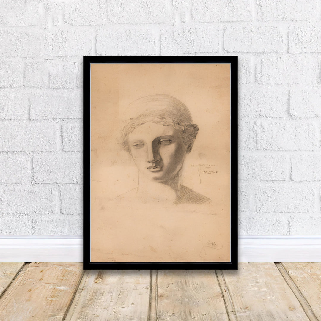 Museum collection sketch poster of Egon Schiele Antique Head Study 1905 at Leopold Museum Vienna on textured sepia paper finish. MapYourDreams delivers archival framed wall art, unframed paper poster prints, and gallery canvas wall decor for timeless home and office decorating projects.