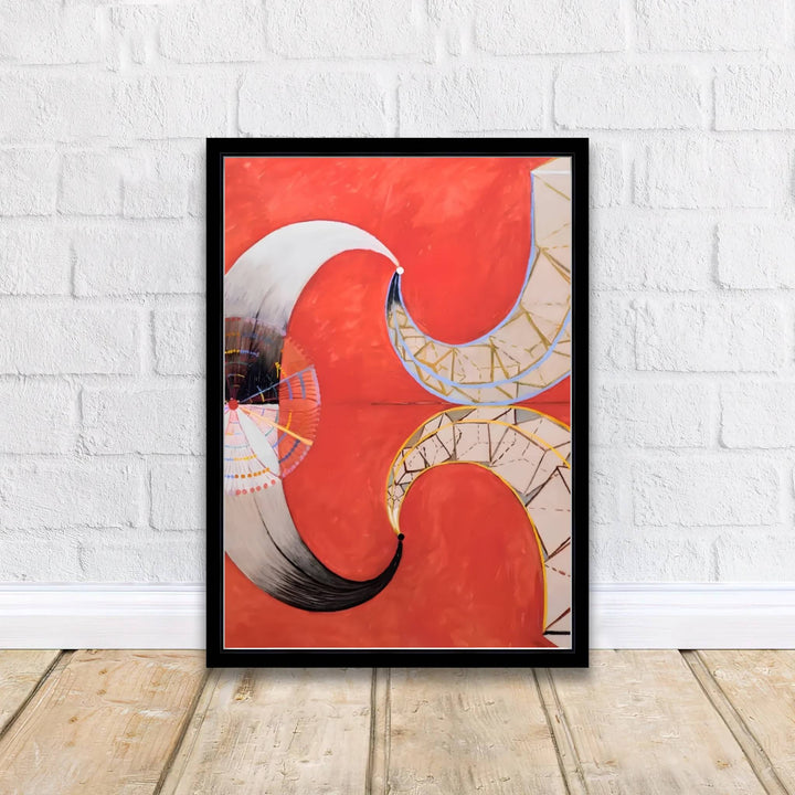Imbued with a timeless sense of spiritual wonder, this artistic Hilma af Klint Group VII The Moon wall art rendering balances deep red washes with precise, meditative graphic symbol details. Offered by MapYourDreams, this artwork is available in flexible options including unframed paper, custom wooden frames, and gallery canvas wraps.