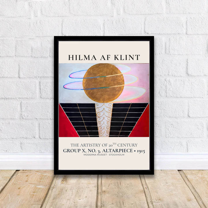 Imbued with a timeless sense of spiritual wonder tied to Swedish artistic heritage, this artistic Hilma af Klint Group X No 3 Altarpiece wall art rendering balances twilight washes with graphic symbol details. Offered by MapYourDreams, this artwork is available in flexible options including unframed paper, custom wooden frames, and gallery canvas wraps.