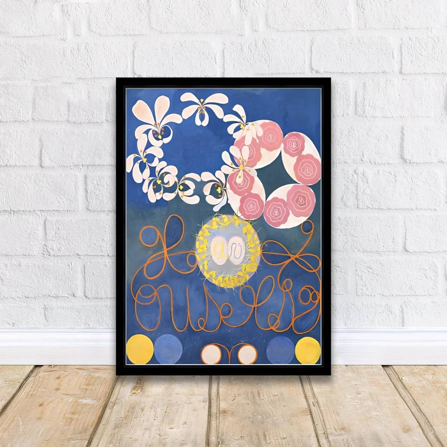 Imbued with a timeless sense of spiritual wonder tied to Swedish artistic heritage, this artistic The Ten Largest No 1 Childhood 1907 wall art rendering by Hilma af Klint balances deep indigo tones. Offered by MapYourDreams, this artwork is available in flexible options including unframed paper, custom wooden frames, and gallery canvas wraps.