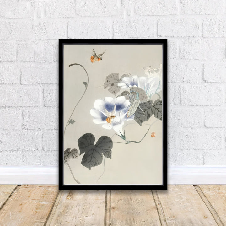 Asian botanical wall art by artist Ohara Koson featuring Insects Near Bindweed 1900 1930 from a historic Kyoto collection. MapYourDreams delivers archival framed, unframed paper, and gallery canvas prints.
