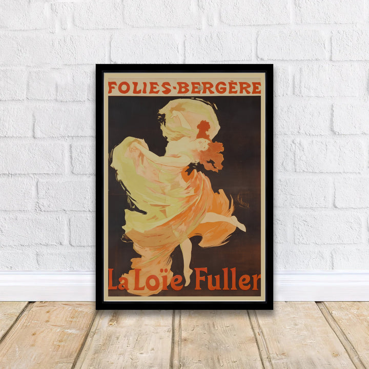 Vintage French lithograph wall art print La Loïe Fuller Folies Bergère by artist Jules Chéret created for the famous cabaret in Paris France. MapYourDreams delivers archival framed, unframed paper, and gallery canvas prints.
