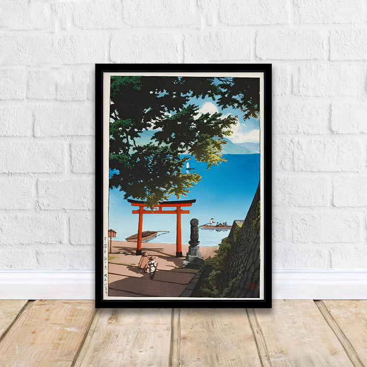Scenic Shiga lake travel wall art Lake Biwa by artist Kawase Hasui highlighting 1931 landscape art at Lake Biwa. MapYourDreams delivers archival framed, unframed paper, and gallery canvas prints.