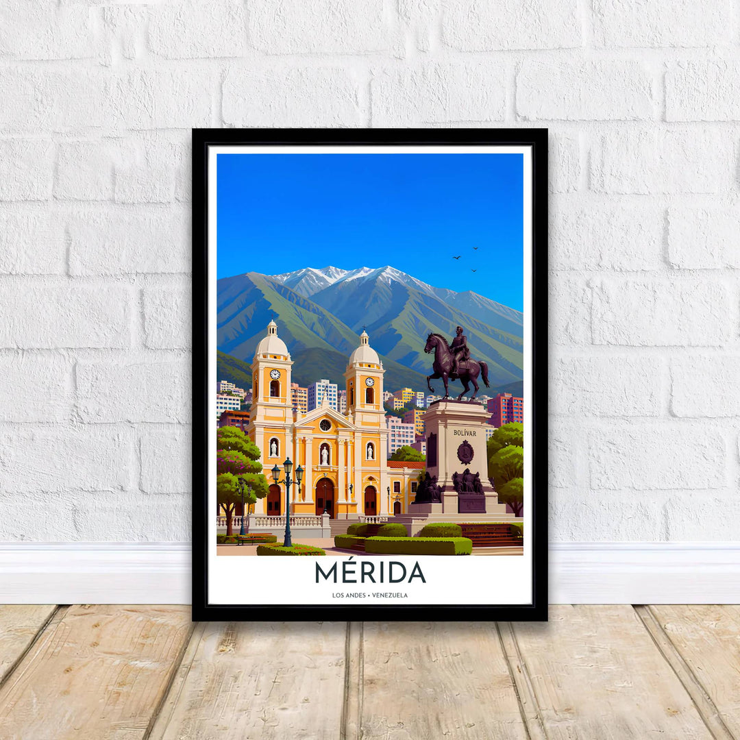Elegant South American cityscape print of Mérida designed for living rooms, executive offices, and study gallery walls. A signature piece from MapYourDreams, this artwork comes ready for display as unframed paper, framed art, or stretched canvas.