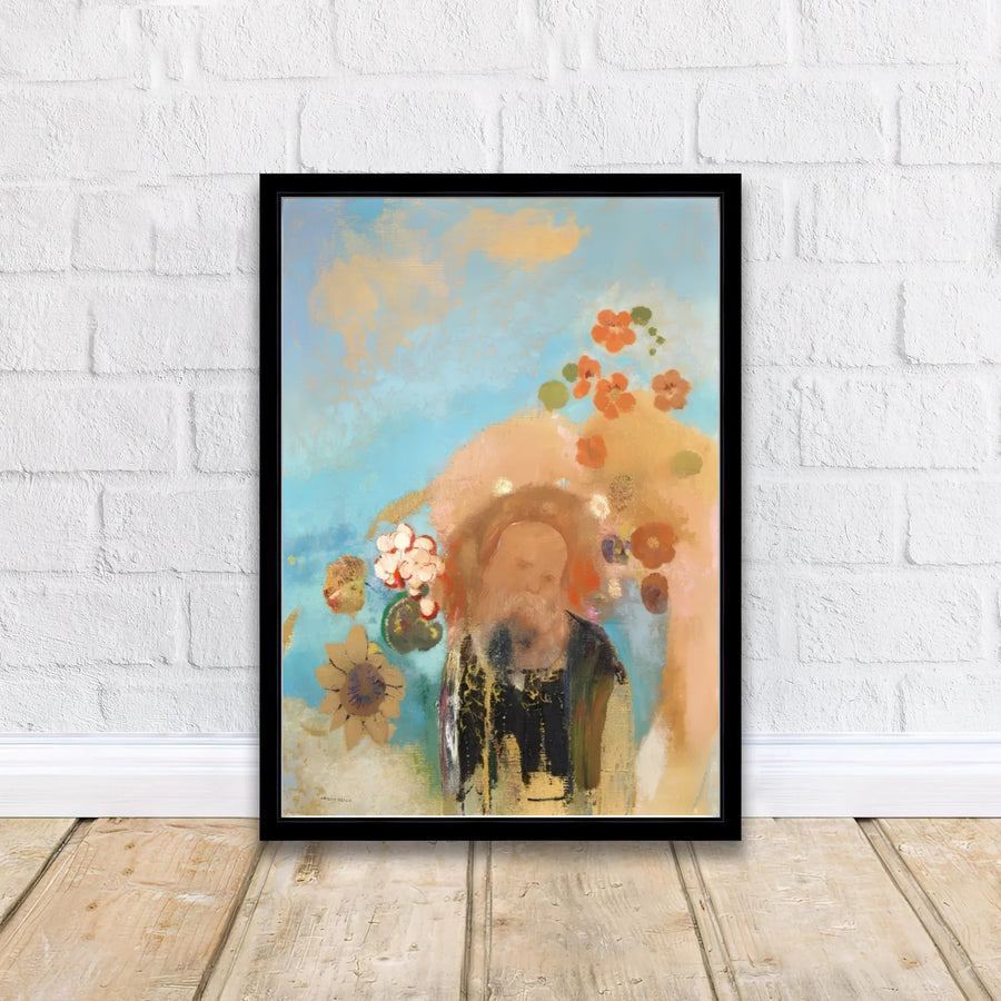 Poetic pastel artwork featuring floating floral elements in Evocation Of Roussel by Odilon Redon, highlighting 20th-century French fine art. MapYourDreams makes this available on archival stock with options including loose art paper, premium framed mouldings, and stretched canvas setups.