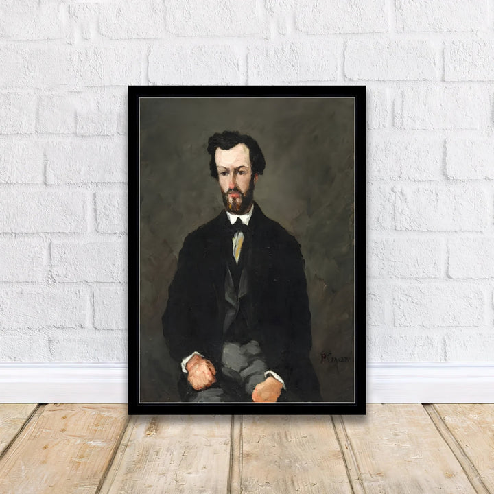 Dramatic male portrait wall decor poster of Paul Cezanne Antony Valabregue 1866 painted in Aix-en-Provence France featuring heavy palette knife impasto textures. MapYourDreams offers elegant framed prints, unframed paper posters, and stretched canvas art prints for dark academia interiors.