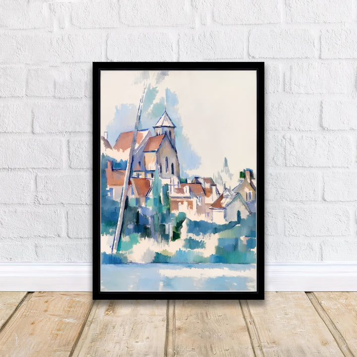 French Post-Impressionism fine art poster of Paul Cezanne Church At Montigny Sur Loing 1898 illustrating trees along the Loing River in France. MapYourDreams delivers archival framed wall art, unframed paper prints, and gallery canvas wall decor designed to enhance study rooms.