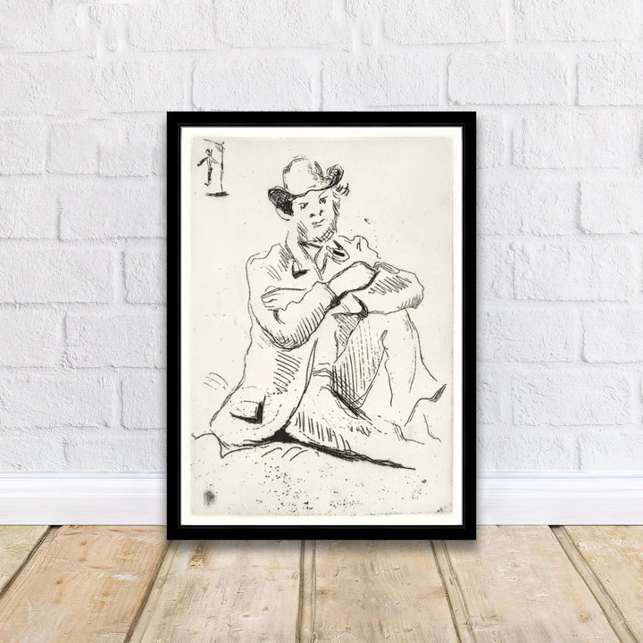 Graphic portrait sketch print of Paul Cezanne Guillaumin With Hanged Man 1873 created in Auvers-sur-Oise France with stark black and white contrast. Shop high-definition framed prints, unframed paper posters, and stretched canvas options directly at MapYourDreams for timeless arrangements.