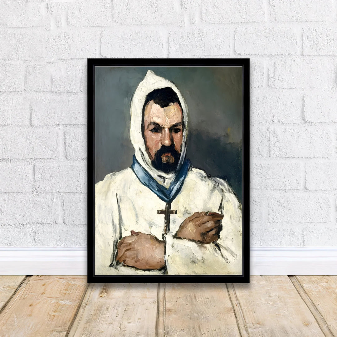 Impressionist impasto poster print of Paul Cezanne Uncle Dominique As A Monk 1866 showcasing rich brushwork in Aix-en-Provence France. MapYourDreams features high-quality framed wall decor, unframed prints, and stretched canvas options ideal for modern living room wall decoration.