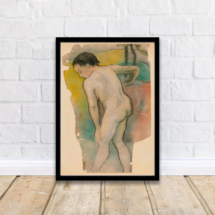 Vintage French pastel art print of Paul Gauguin Breton Bather 1886 capturing organic contour lines in Pont-Aven, Brittany, France. Discover custom framed prints, unframed poster options, and stretched canvas wall decor at MapYourDreams for your residential hallway display.