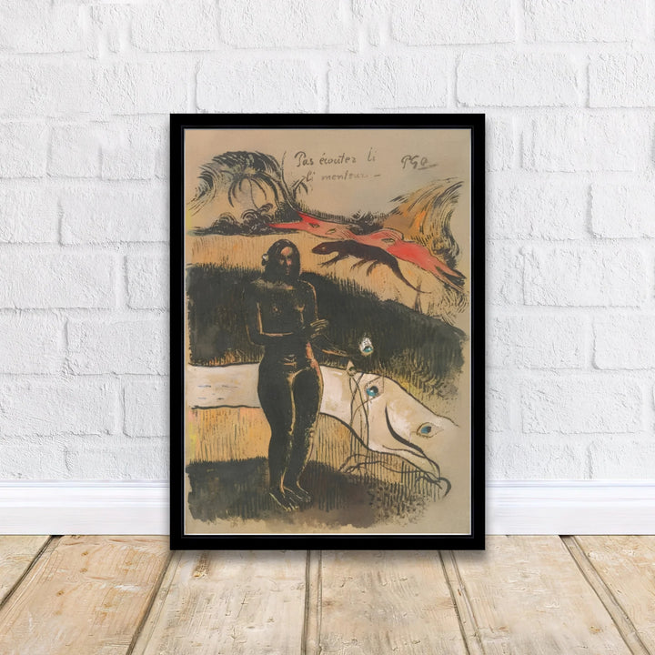 Vintage Tahitian art print of Paul Gauguin Delightful Land Nave Nave Fenua 1894 capturing raw woodcut textures from Tahiti, French Polynesia. Discover custom framed prints, unframed poster options, and stretched canvas wall decor at MapYourDreams for your master bedroom display.