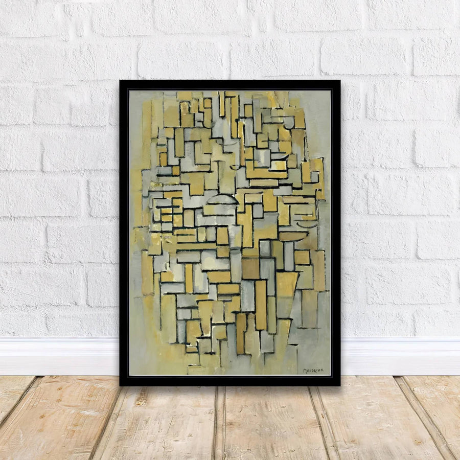 Rich in art-historical significance and analytical depth, this 1913 Piet Mondrian depiction of interlocking tonal planes brings sophisticated museum elegance into contemporary living environments. Through MapYourDreams, customers can explore various customization choices for this wall decor, including unframed editions, handcrafted frames, and durable gallery canvas wraps for seamless decorating.