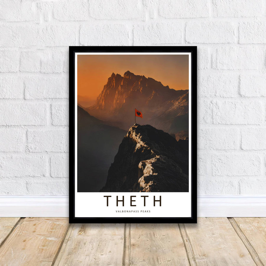Crisp rock textures and high-contrast shadows capture the raw beauty of the Albanian Alps, balanced by warm sunrise hues and atmospheric haze above. Offered by MapYourDreams printed on archival matte paper with options for custom frames or canvas wraps to complete your gallery wall.
