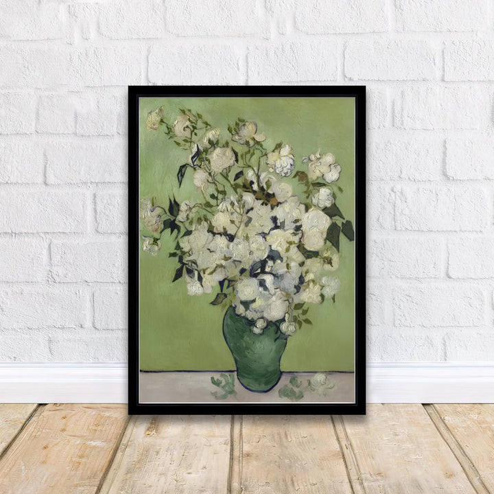 French Post-Impressionism fine art poster of Vincent van Gogh Roses 1890 illustrating cream petals in Saint-Remy-de-Provence France. MapYourDreams delivers archival framed wall art, unframed paper prints, and gallery canvas wall decor for stylish home interiors.