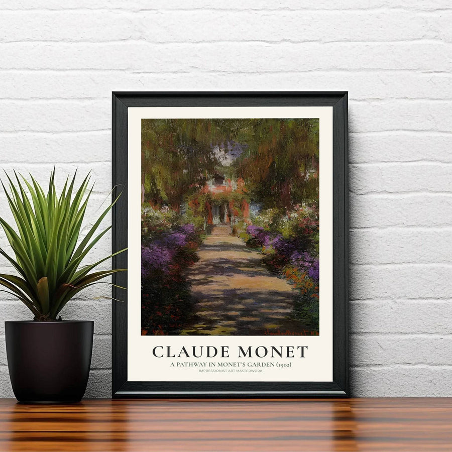 Radiating an unmistakable aura of intellectual elegance linked to the iconic water and flower gardens of Giverny, France, this A Pathway In Monets Garden 1902 wall art relies on soothing organic earth tones. MapYourDreams caters to every aesthetic via flexible formats, including unframed paper art print editions, custom-built framed finishes, and durable gallery canvas wraps.