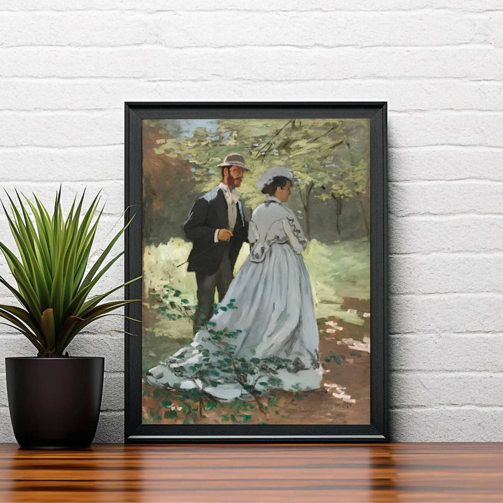 Radiating an unmistakable aura of intellectual elegance linked to the iconic artistic circles of 19th-century Paris, France, this Bazille And Camille 1865 wall art relies on soothing organic earth tones. MapYourDreams caters to every aesthetic via flexible formats, including unframed paper art print editions, custom-built framed finishes, and durable gallery canvas wraps.