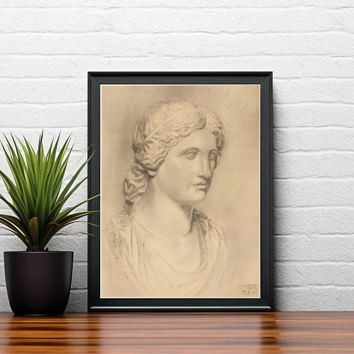 Authentic 1906 charcoal drawing poster of Egon Schiele Antique Bust at Leopold Museum Vienna with precise shading and signature details. Order custom framed prints, unframed paper wall poster art, or gallery canvas options from MapYourDreams to elevate your favorite interior space.