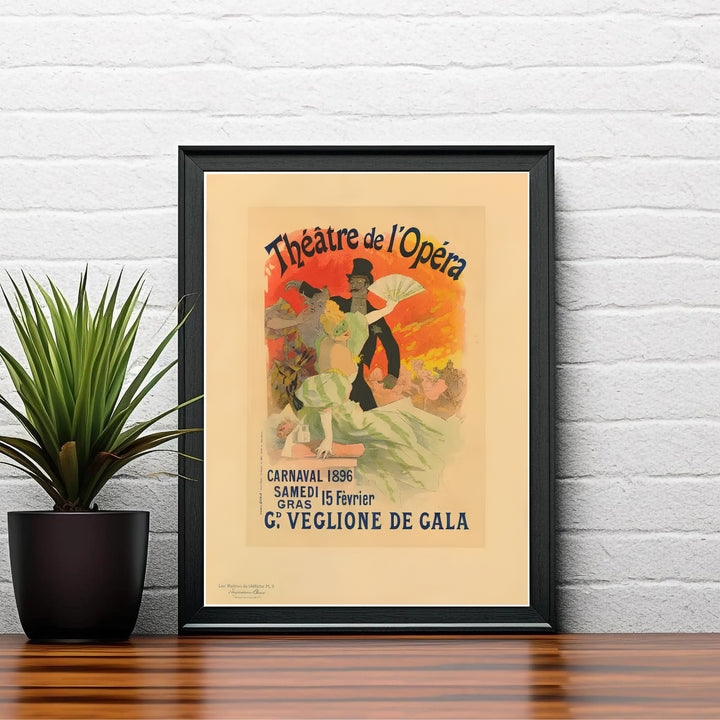 Vintage French lithograph wall art print Théâtre de l&