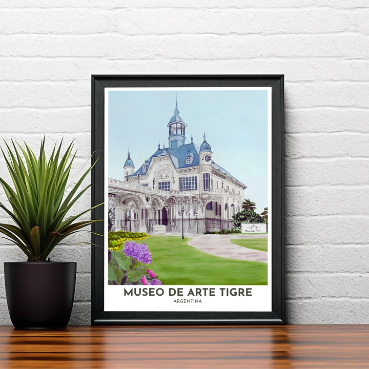 Dramatic historical art print of Museo de Arte Tigre designed for elegant sunrooms, bedrooms, and traditional living room wall decor. A signature piece from MapYourDreams, this artwork comes ready for display as unframed paper, framed art, or stretched canvas.