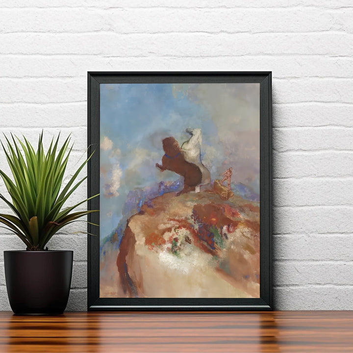 Classic French Symbolism mythology print of Odilon Redon Apollo In His Chariot 1905 from Rijksmuseum Amsterdam demonstrating master pastel brushwork. Shop high-definition framed artwork, unframed paper posters, and stretched canvas options directly at MapYourDreams online store today.
