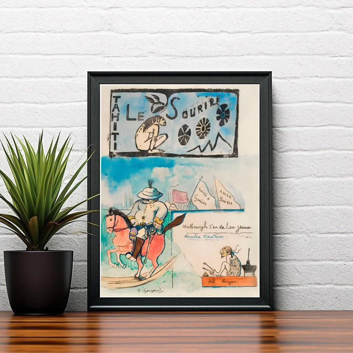 French printmaking fine art poster of Paul Gauguin Caricatures Governor Gallet 1900 illustrating monotype woodcut techniques in Papeete, Tahiti, French Polynesia. MapYourDreams delivers archival framed wall art, unframed paper prints, and gallery canvas wall decor designed to enhance study rooms.