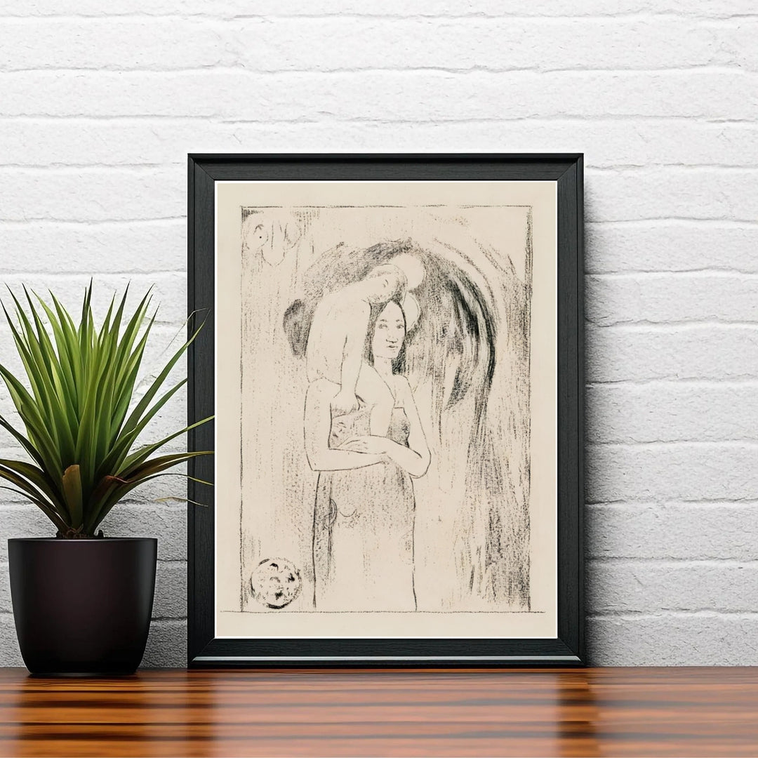 Historical graphic study poster of Paul Gauguin Hail Mary Ia Orana Maria 1895 illustrating spiritual symbolism in Tahiti, French Polynesia. MapYourDreams delivers archival framed wall art, unframed paper prints, and gallery canvas wall decor designed to enhance quiet reading nooks.
