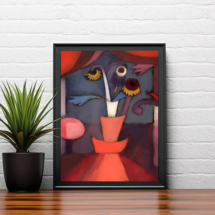 Radiating an unmistakable aura of intellectual elegance, this floral abstract painting relies on bold color planes and symbolic forms to explore seasonal transformation. Offered by MapYourDreams, this artwork is available in flexible options including unframed paper, custom wooden frames, and gallery canvas wraps.