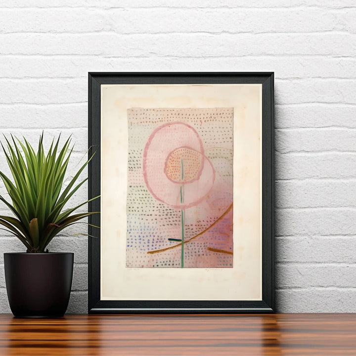 Radiating an unmistakable aura of intellectual elegance, this Paul Klee Blossoming (Blühend) 1934 wall decor relies on delicate stippling and soft pink hues to explore natural transformation. Offered by MapYourDreams, this artwork is available in flexible options including unframed paper, custom wooden frames, and gallery canvas wraps.