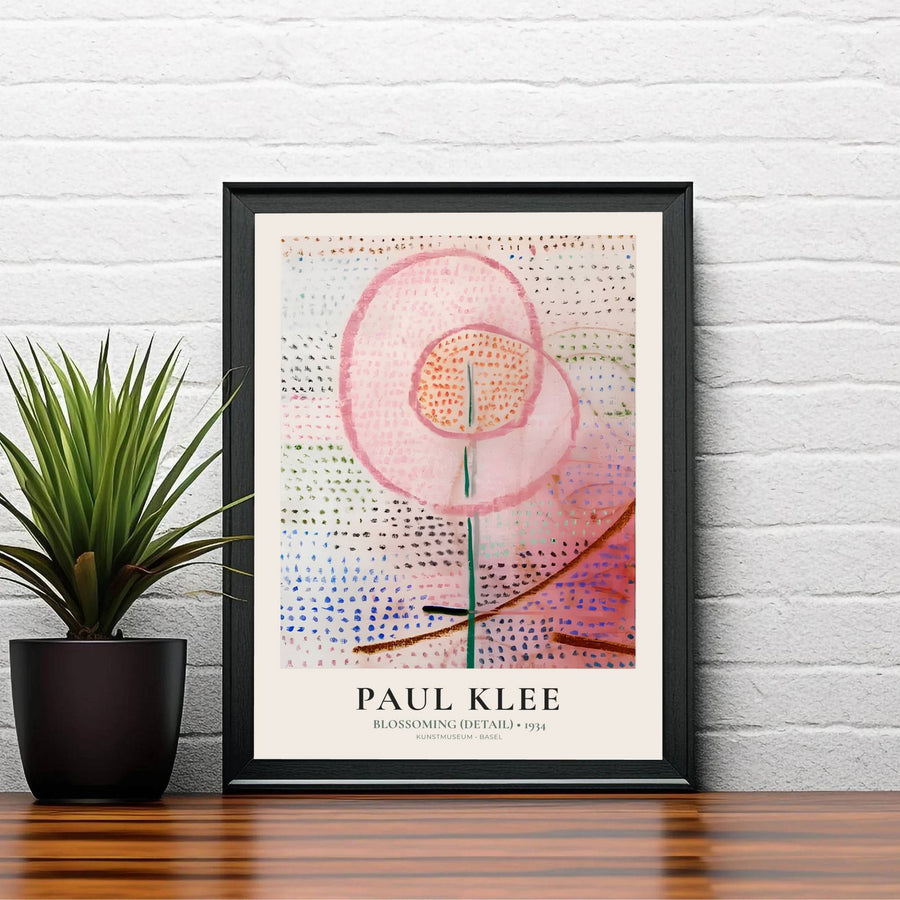 Radiating an unmistakable aura of intellectual elegance, this Kunstmuseum Basel-linked Paul Klee Blossoming Detail (Blühend) 1934 wall decor relies on delicate stippling and soft pink hues to explore natural transformation. Offered by MapYourDreams, this artwork is available in flexible options including unframed paper, custom wooden frames, and gallery canvas wraps.