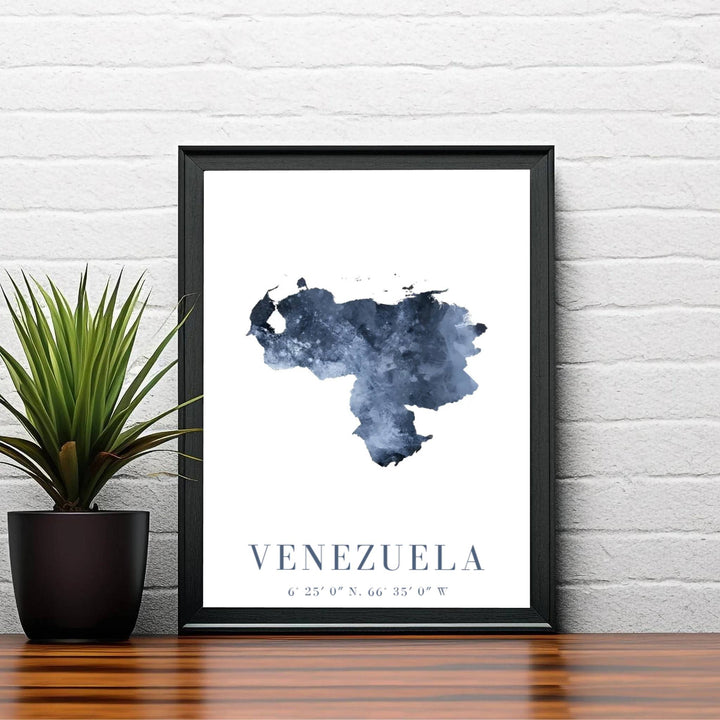 Fine art travel poster featuring margin typography reading VENEZUELA 6° 25&
