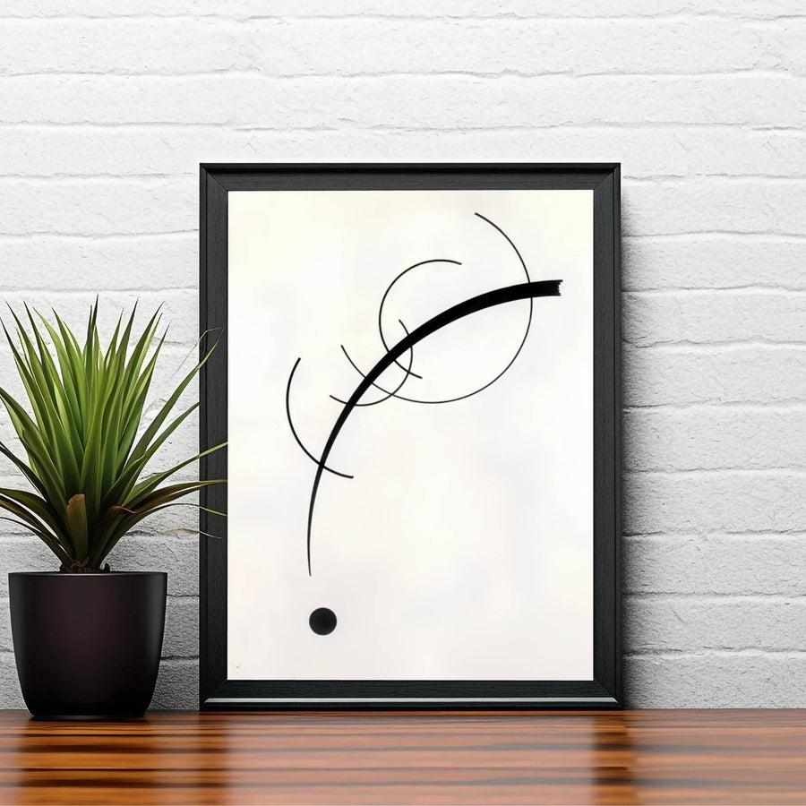 The harmonious blend of bold sweeping arcs and delicate linear vectors in Wassily Kandinsky&