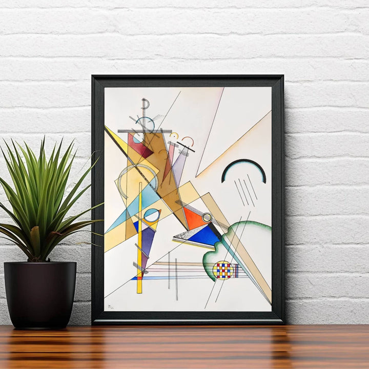 The harmonious blend of dynamic linear webs and precise architectural vectors in this historic Wassily Kandinsky Web Gewebe painting creates an arresting visual centerpiece for refined living spaces. MapYourDreams ensures this wall art adapts seamlessly to your home by offering it in flexible formats, including unframed art prints, custom-colored frames, and gallery-wrapped canvas options.