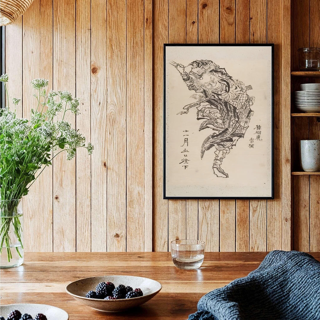 Authentic Japanese Ukiyo-e manga poster of Hokusai sketch artwork by artist Katsushika Hokusai referencing Edo Tokyo art history. Order custom framed, unframed paper, or textured canvas print options from MapYourDreams.