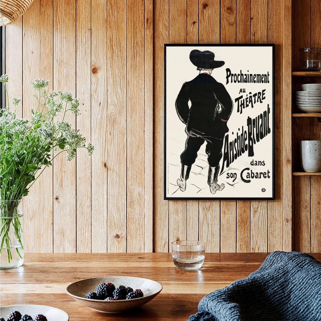 Classic graphic cabaret poster print of Bruant Au Mirliton (1894), Henri de Toulouse-Lautrec illustrating performer Aristide Bruant in Paris, France. MapYourDreams delivers archival framed wall art, unframed fine art paper prints, and gallery canvas prints for home and office spaces.