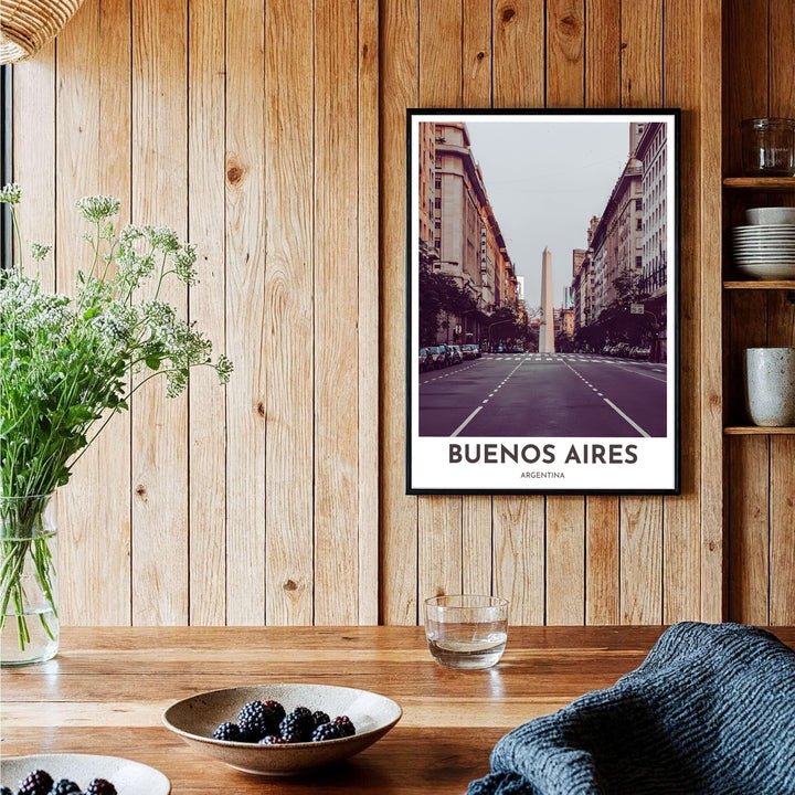 Detailed travel photo print capturing the architectural majesty of El Obelisco de Buenos Aires in a timeless retro aesthetic. Brought to you by MapYourDreams, this item can be ordered on archival paper, in custom wooden frames, or wrapped on canvas.